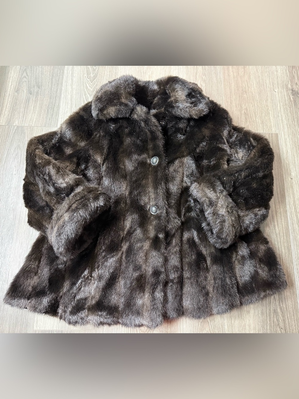 Gallery Faux Fur Coat | XS | Dark Brown Mink Style Button Front Jacket
